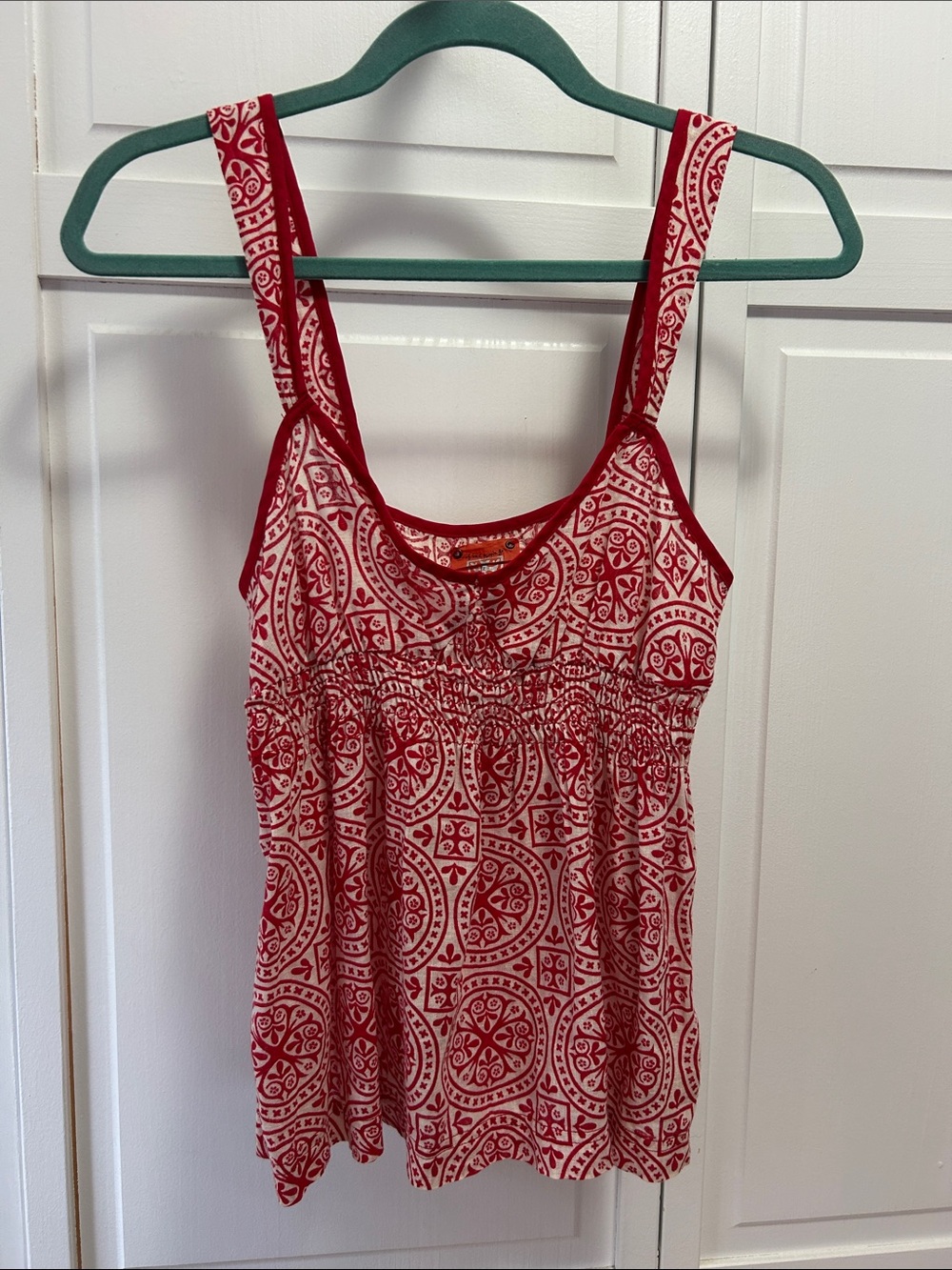 Free People Red Printed Smocked Tank Top - Women